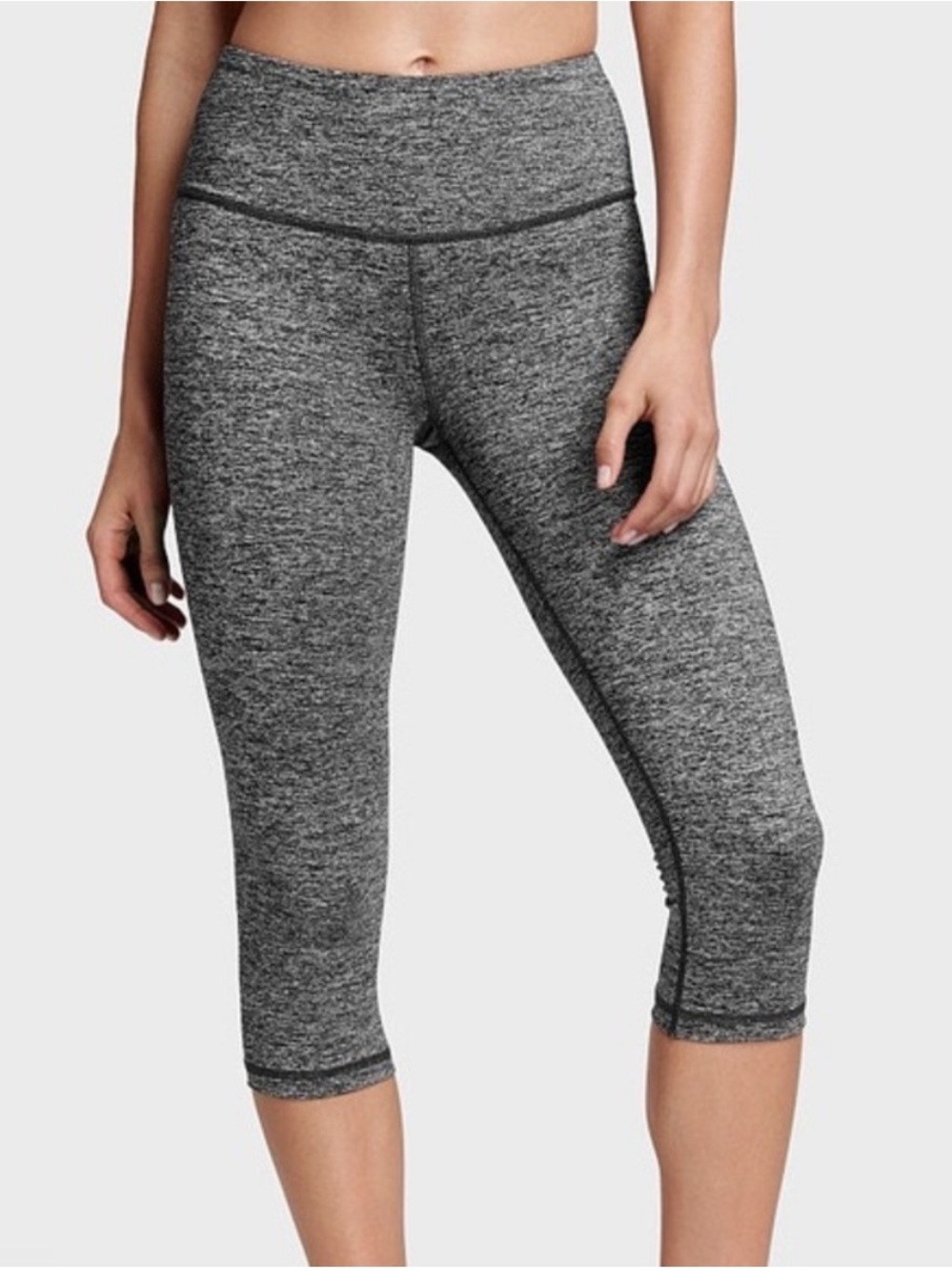 Victoria’s Secret VSX Sport Knockout Crop Leggings Gray Marl Size Small